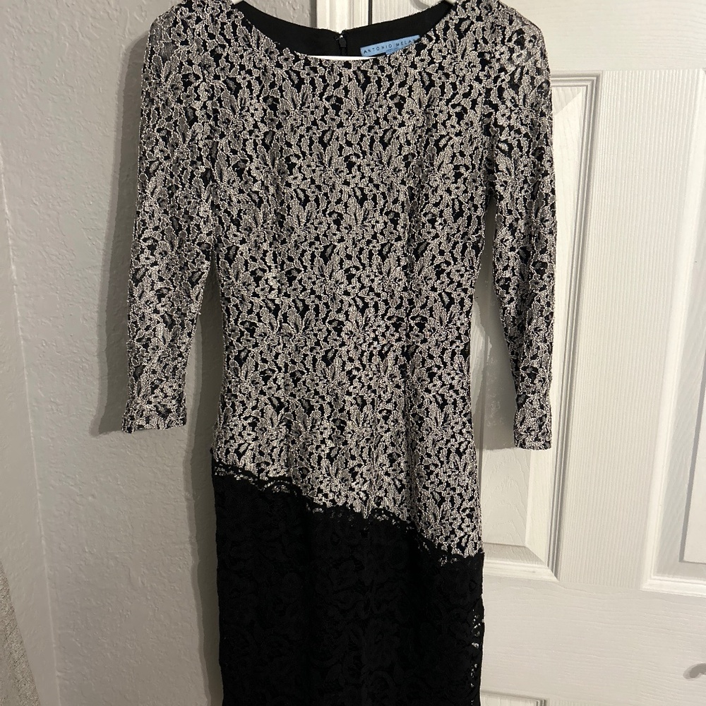 Antonio Melani black and cream lace dress